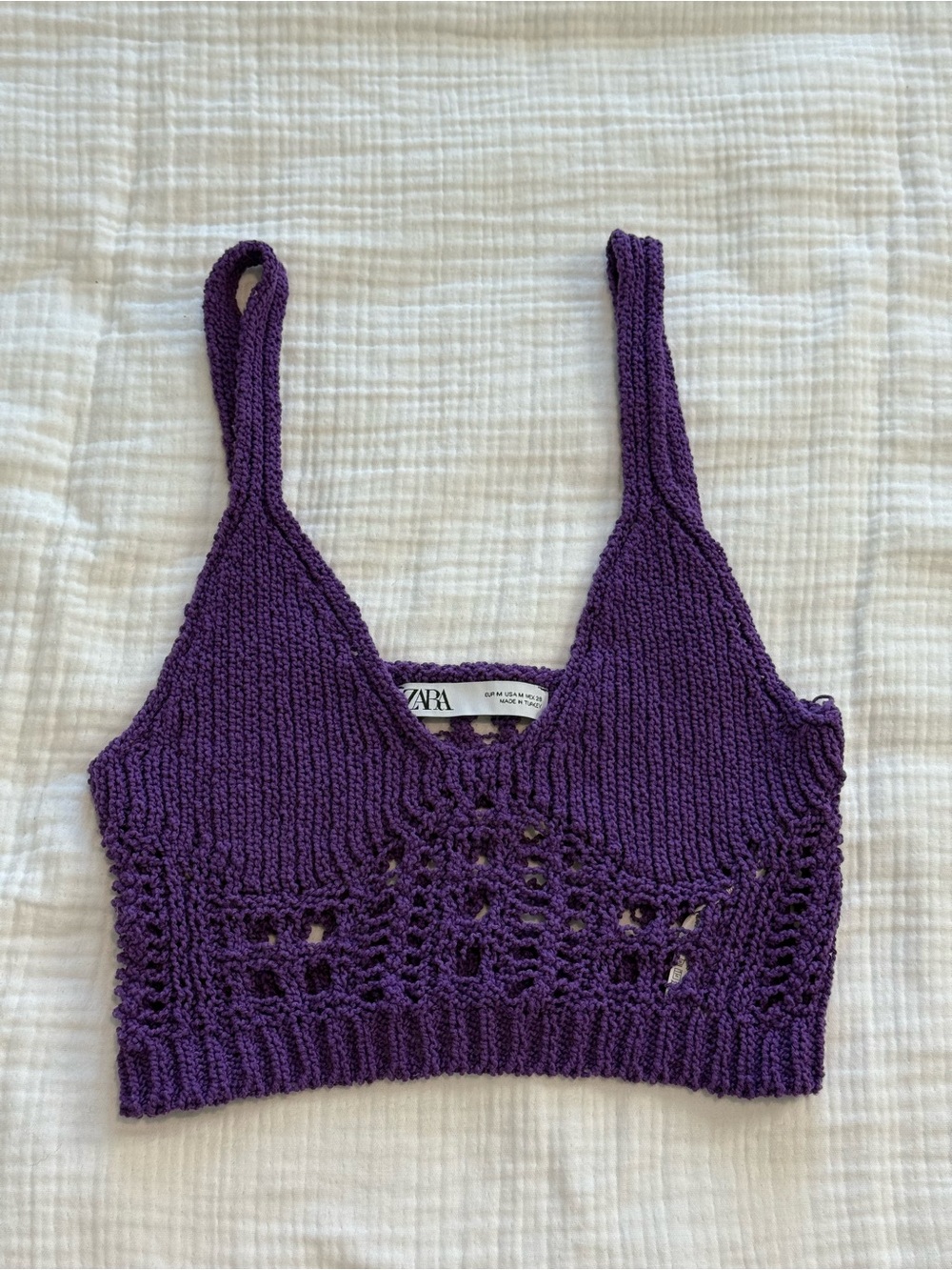 Zara Purple Crochet Knit Crop Top